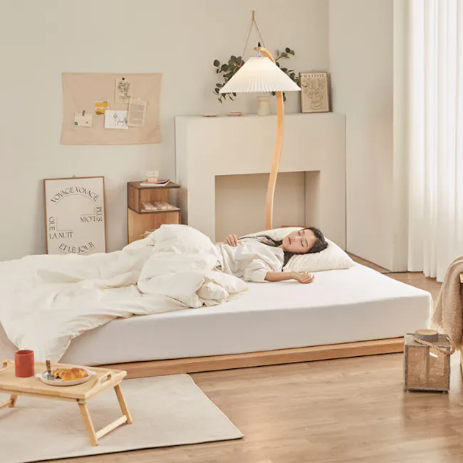 Akira Super Single Modular Floor Platform Bed - Oak - 2