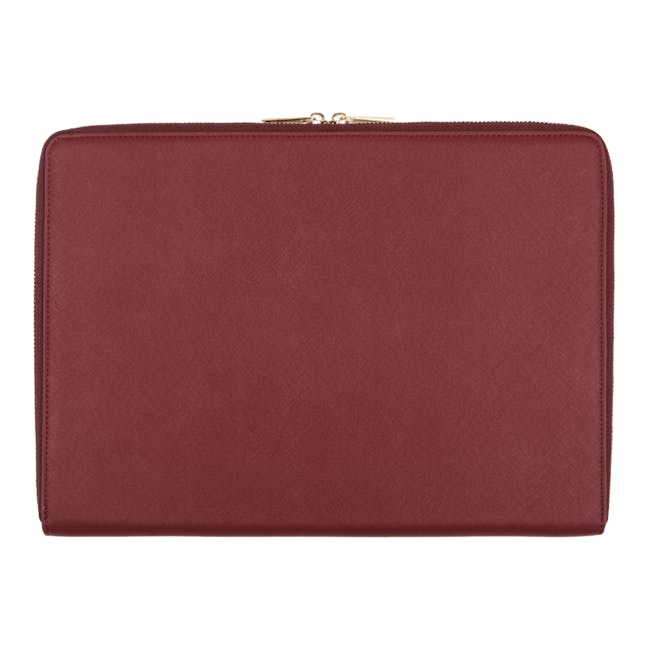 Personalised Saffiano Leather 16" Laptop Sleeve - Burgundy - 5
