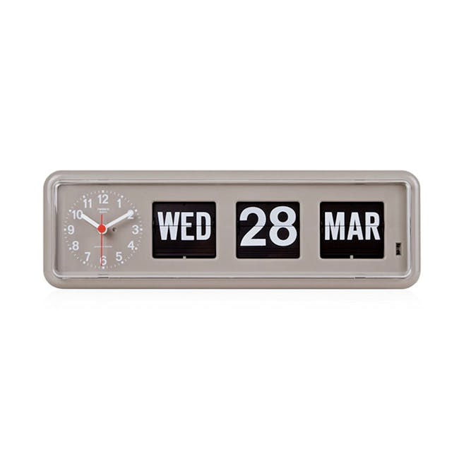 TWEMCO Calendar Flip Wall/Counter Clock - Grey - 0