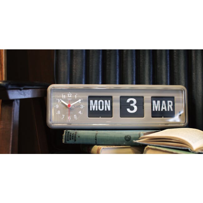 TWEMCO Calendar Flip Wall/Counter Clock - Grey - 2