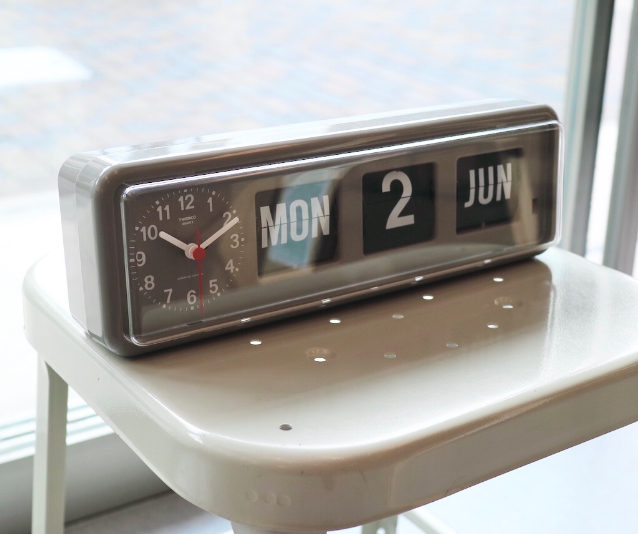 TWEMCO Calendar Flip Wall/Counter Clock Grey, TWEMCO Retro Clocks