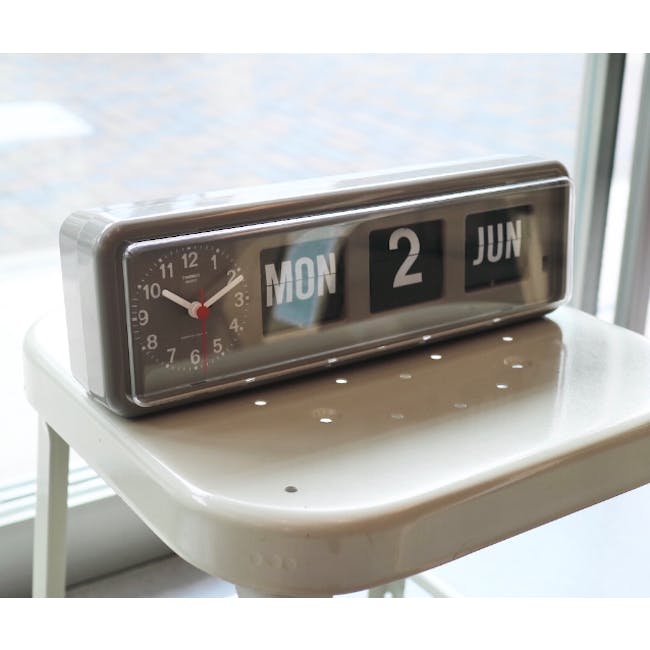 TWEMCO Calendar Flip Wall/Counter Clock - Grey - 3