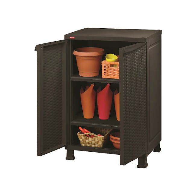 Rattan Wall and Base with Legs - Dark Brown - 2