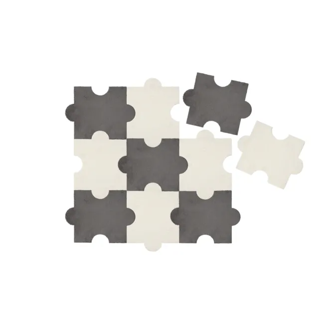 Lizzie Modular Jigsaw Puzzle Floor Mat (Set of 10) - Grey, White - 10