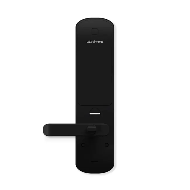 igloohome Smart Mortise 2 - 3 - Sleek, modern black door handle with minimalist design, Compact, black door control panel