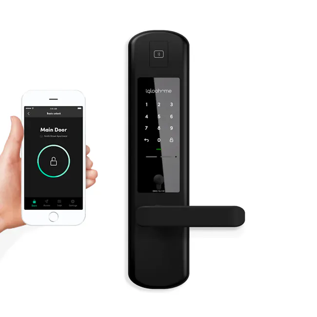 igloohome Smart Mortise 2 - 6 - Smart Lock with Basic Unlock Function, Black Smart Lock with Digital Display, Unlocking with
