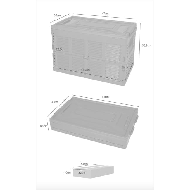 Kono Foldable Storage Box 38L - Dark Grey - 3