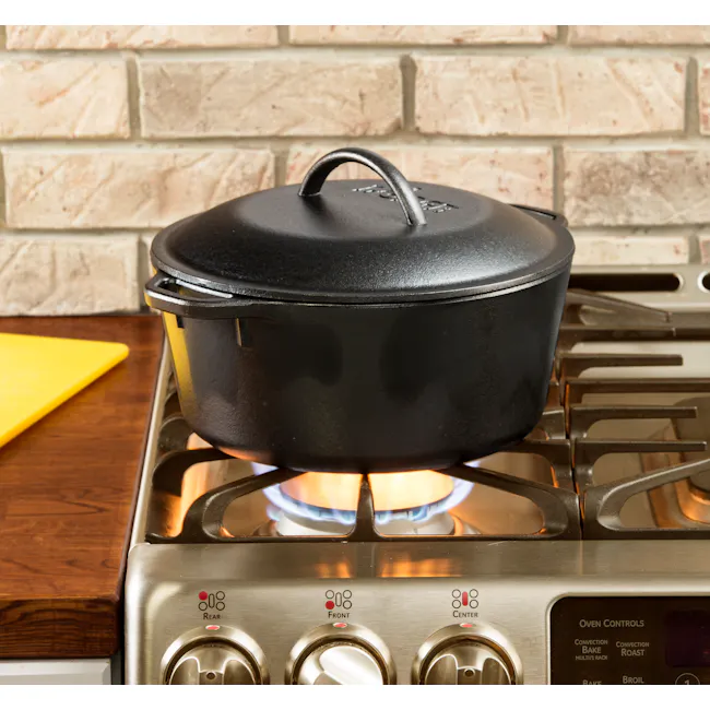 Lodge Seasoned Cast Iron Dutch Oven (2 Sizes) - 5 - Oven control knob, front and center, convection bake, convection roast