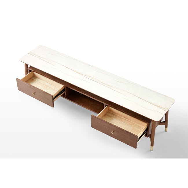 Lydell Marble TV Console 1.8m - Walnut, White - 9