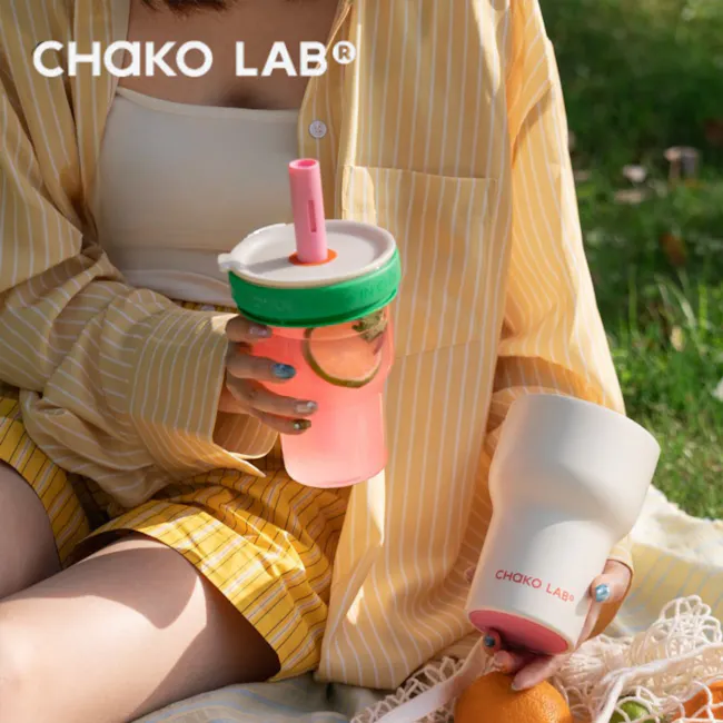 CHAKOLAB PangPang Double Thermal Cup 600ml + 570ml - Yellow Blue - 3