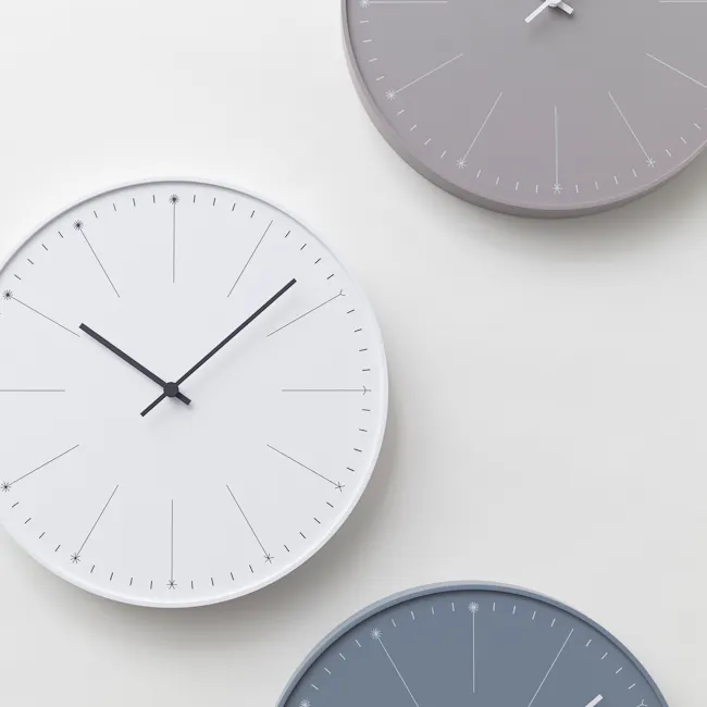 Dandelion Clock - White - 6 - Modern minimalist clock, abstract line design, geometric art style, sleek and contemporary