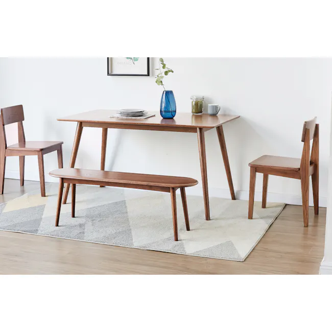 Felda Bench 1.4m - Walnut - 5 - modern dining room, minimalist furniture, wooden dining table, simple decor, contemporary