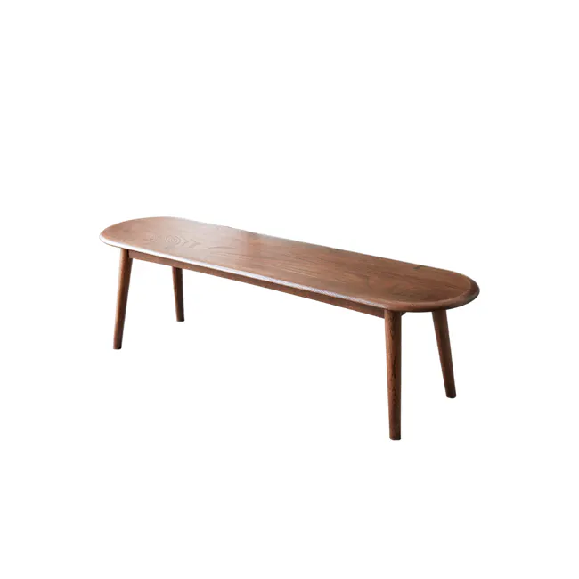 Felda Bench 1.4m - Walnut - 1 - Wooden bench, minimalist design, modern furniture, sleek lines, natural wood grain, low