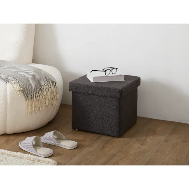 Wesly Storage Pouf - Grey Boucle - 2