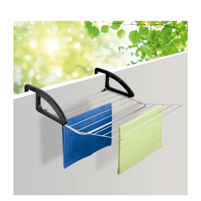 Metaltex Bries Balcony Laundry Drier - Silver - 2 - multi-purpose drying rack, outdoor drying, wall-mounted drying rack