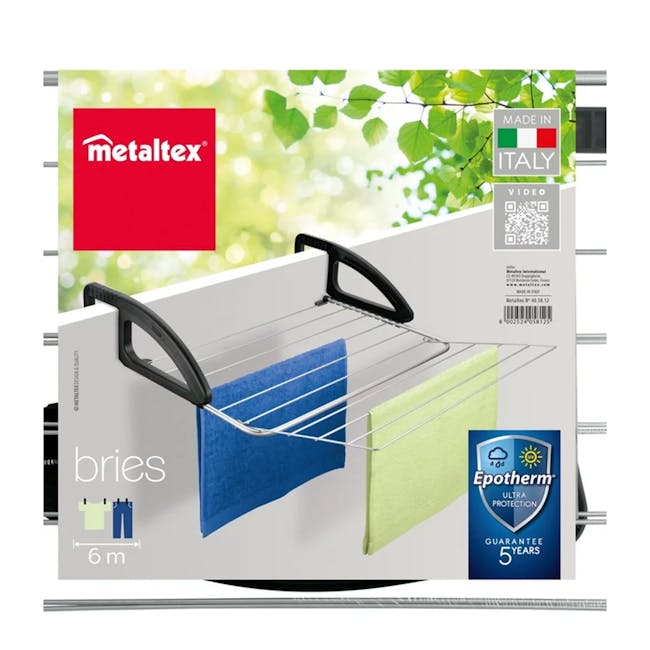 Metaltex Bries Balcony Laundry Drier - Silver - 4 - metal mesh drying rack, eco-friendly fabric, durable construction