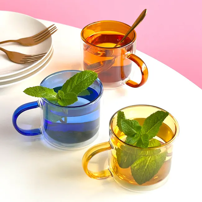 Dane Double Wall Glass Mug - Pink - 4