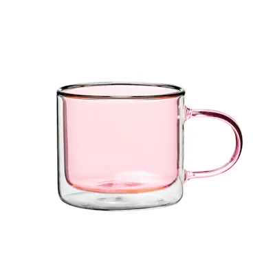 Dane Double Wall Glass Mug - Pink