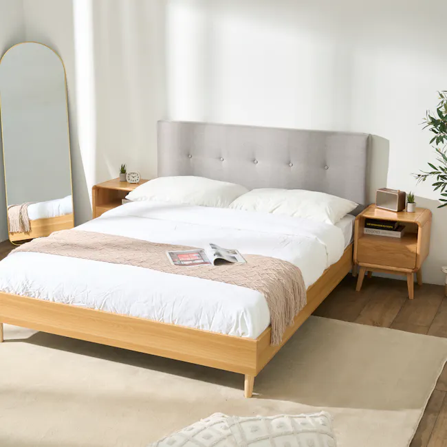 Landon King Bed - Natural, Light Grey - 14