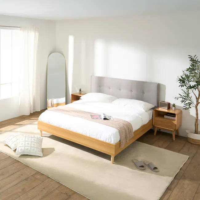 Landon King Bed - Natural, Light Grey - 13