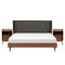 Elias King Bed in Walnut with 2 Kyoto Bottom Drawer Bedside Tables in Walnut