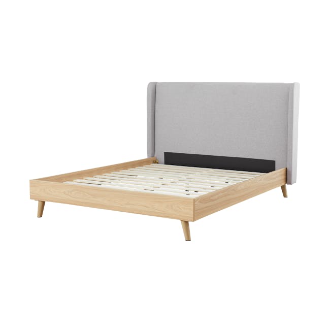 Elias King Bed in Oak with 2 Kyoto Bottom Drawer Bedside Tables in Oak - 3