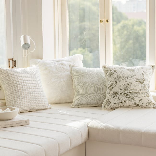 Tanisha Textured Waffle Weave Cushion - Cream - 3 - White, cozy, modern, minimalist, serene, natural, soft, airy, tranquil