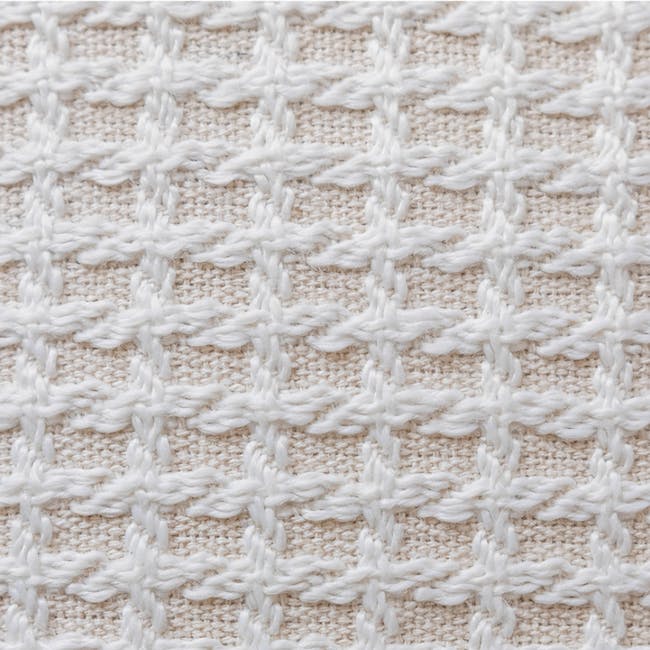 Tanisha Textured Waffle Weave Cushion - Cream - 7 - White crochet pattern, textured fabric, intricate design, burlap
