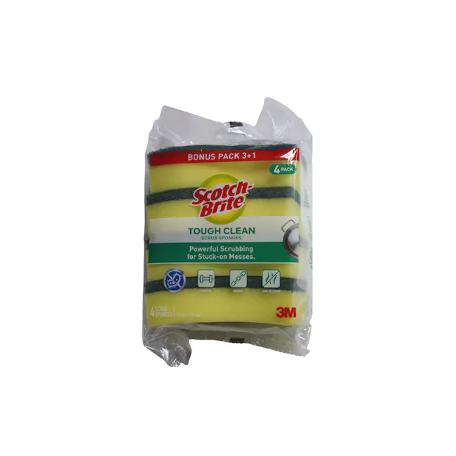 Scotch-Brite Heavy Duty Scrub-Sponge (Pack of 4) - 1 - Scotch-Brite, tough cleaning scrub sponges, powerful scrubbing for