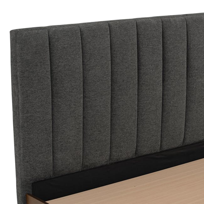 Zephyr 4 Drawer Queen Bed in Walnut, Anthracite Grey with 2 Kyoto Single Shelf Slim Bedside Table in Walnut - 7 - Grey