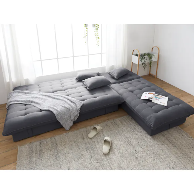 Tessa 3 Seater Storage Sofa Bed - Charcoal (Eco Clean Fabric) - 4 - Modern minimalist bedroom, cozy seating area, gray