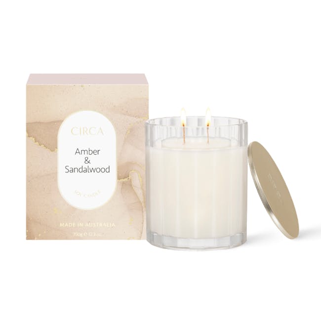 Circa Soy Candle - Amber & Sandalwood (2 Sizes) - 1 - Circa Amber & Sandalwood Soy Candle, Made in Australia, 350g e 3 oz
