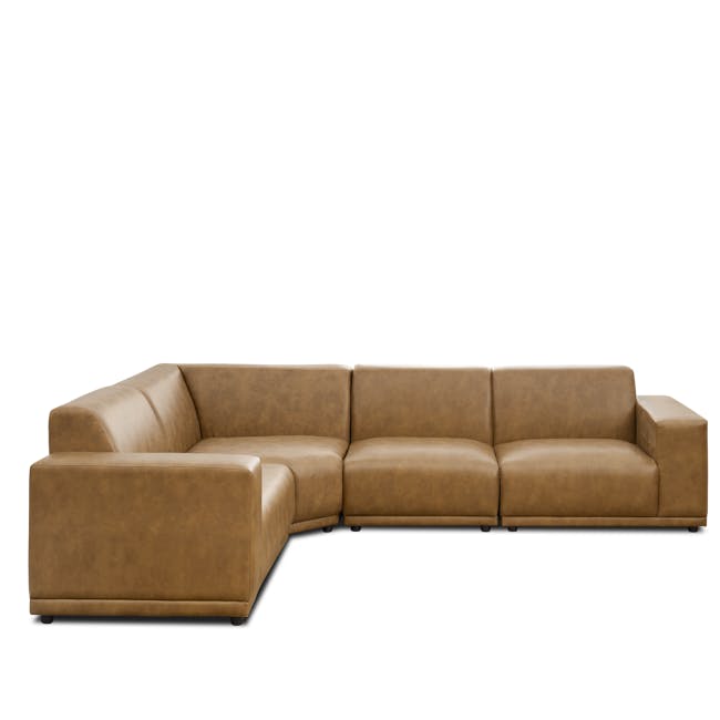 Milan 4 Seater Corner Sofa - Tan (Faux Leather) - 0