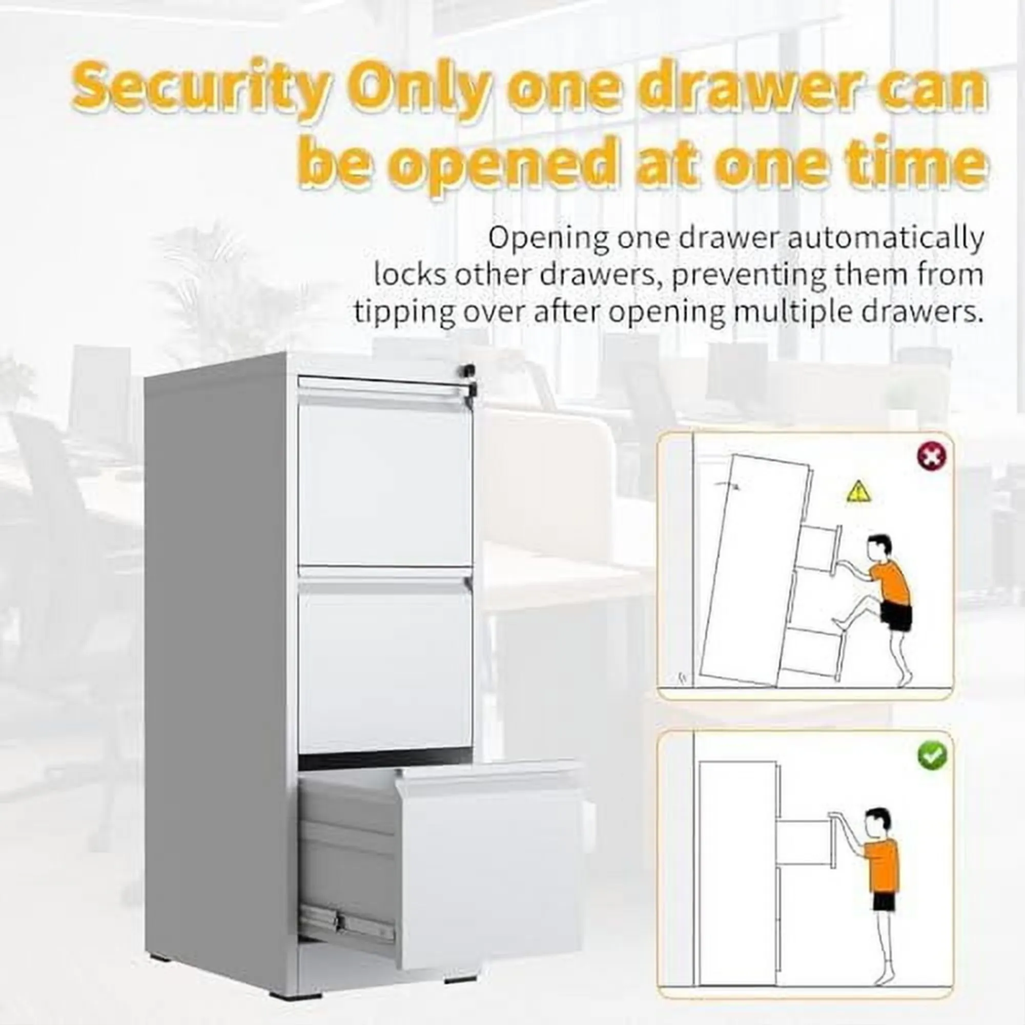 Filex 3-Drawer Vertical Filing Cabinet - White - 10
