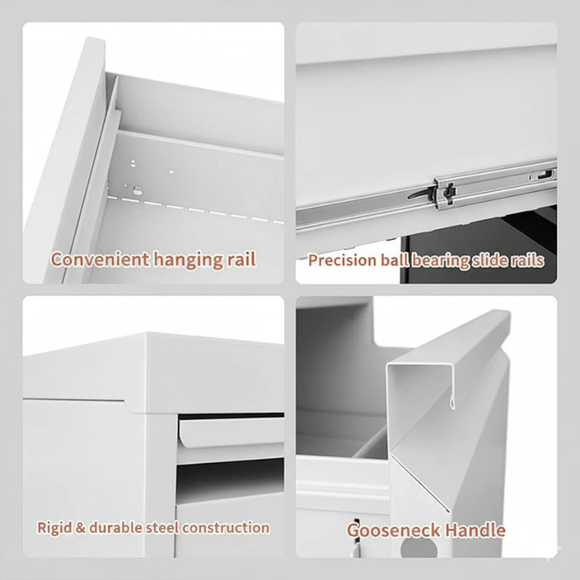 Filex 3-Drawer Vertical Filing Cabinet - White - 11