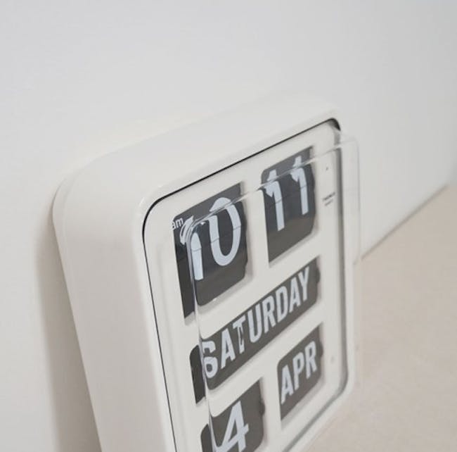 TWEMCO Big Calendar Flip Wall Clock with Chinese Text - White Case White Dial - 3