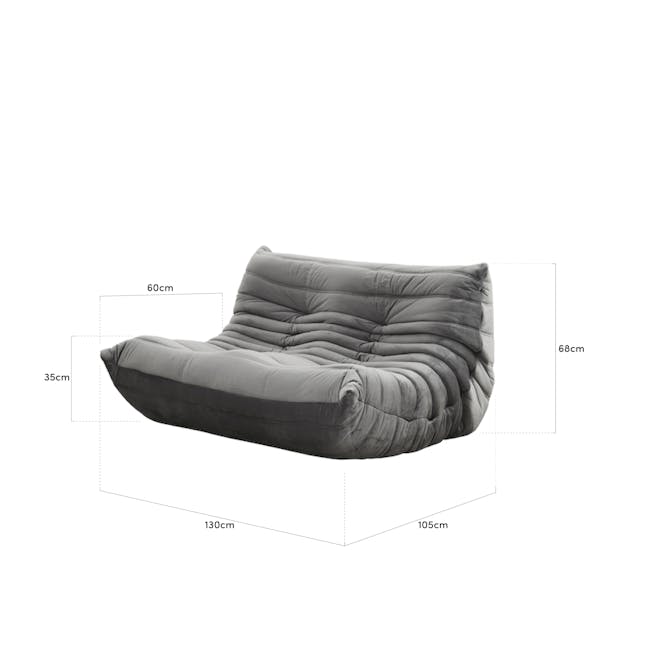 Hayward 2 Seater Low Sofa - Warm Grey (Velvet) - 4