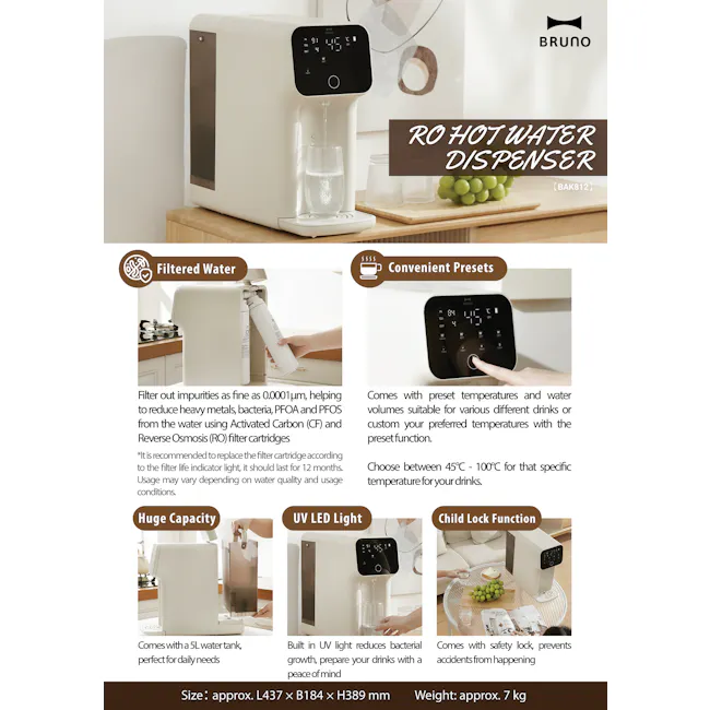 BRUNO RO Hot Water Dispenser - Greige - 11