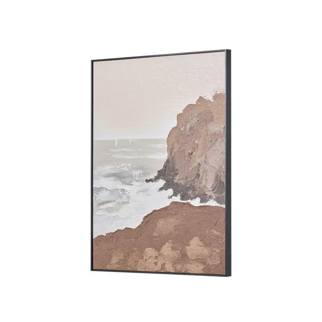 Serenity by the Sea 3D Textured Painting 60 x 80 cm - 3 - Mossy cliff, textured wall, natural landscape, coastal scene