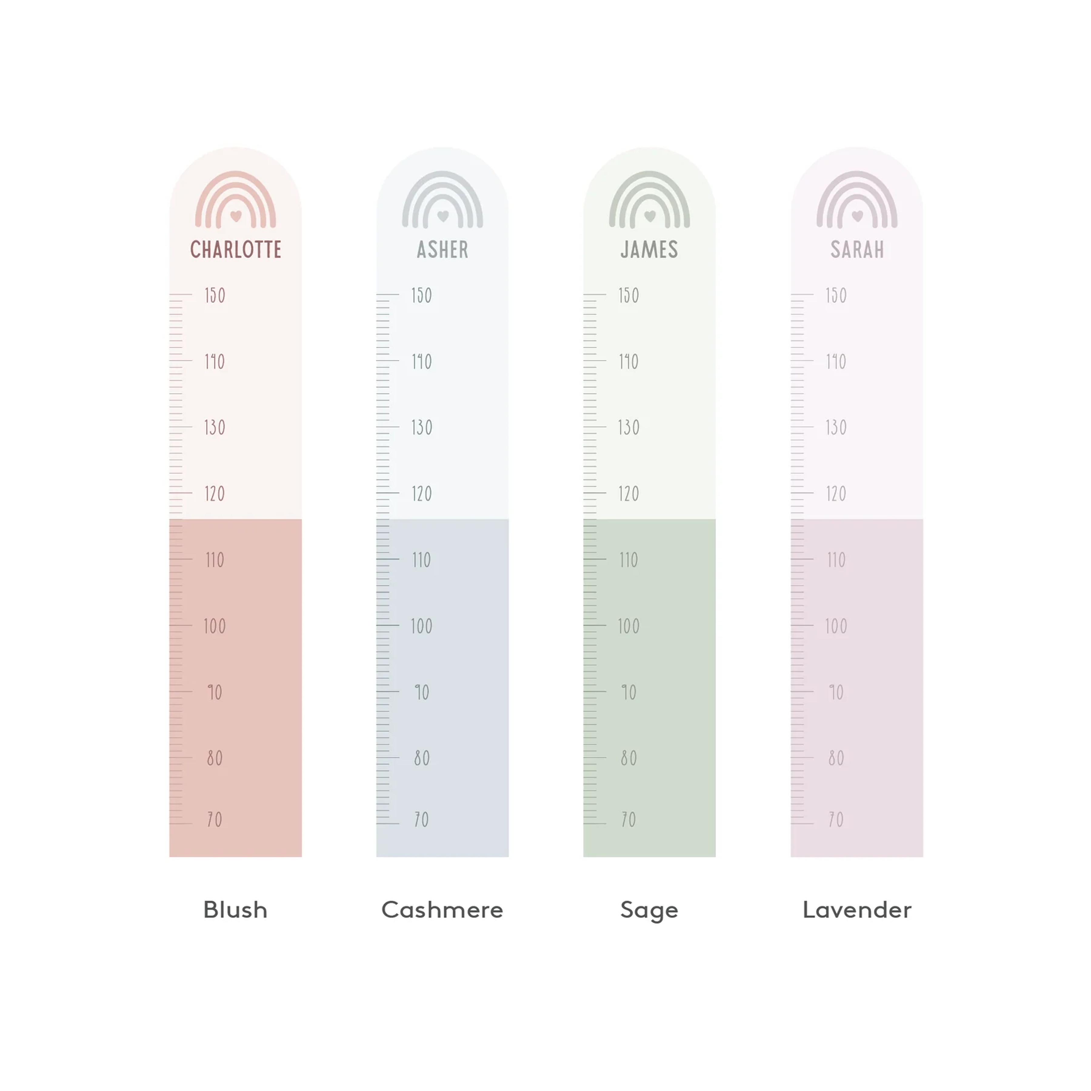Urban Li'l Rainbow Duo Colour Personalised Height Chart Fabric Decal (4 Colours)