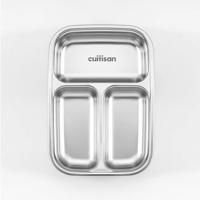 Cuitisan Partition Rectangle Container No. 3-1 - 3 - Silver, stainless steel, rectangular, two compartments, minimalist