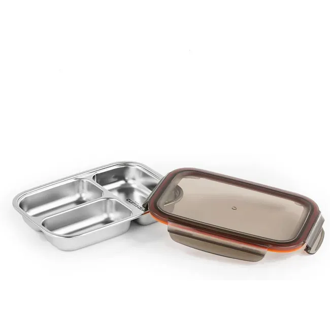 Cuitisan Partition Rectangle Container No. 3-1 - 4 - silverware, stainless steel, compartmentalized, food storage, meal