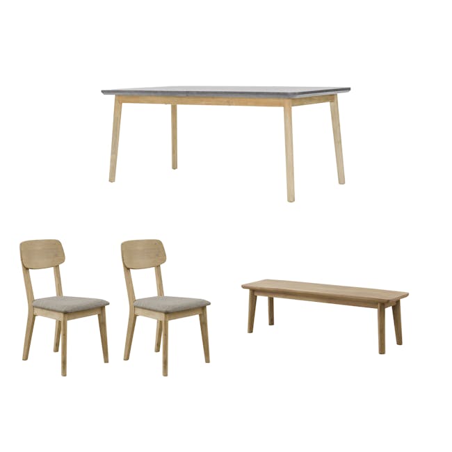 Hendrix Dining Table 1.6m with Hendrix Bench 1.3m and 2 Hendrix Dining Chairs - 0