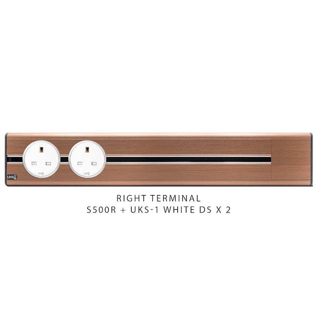 Line8 Power Track 500mm + 2 Adaptors Bundle - Rose Gold - 4 - Sleek and modern design with two right terminal outlets, Dual