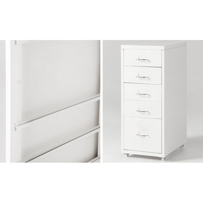 Philly 5 Drawer Chest Trolley - White - 3