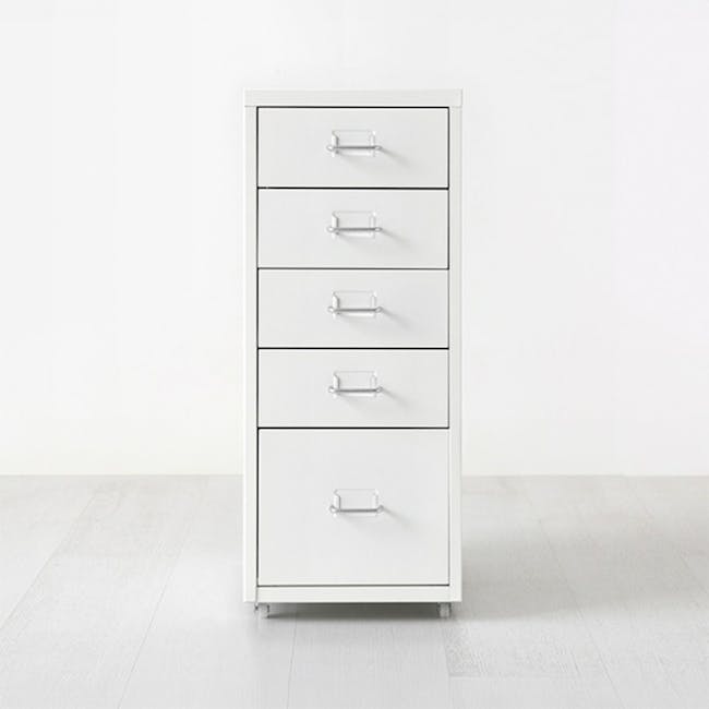 Philly 5 Drawer Chest Trolley - White - 4