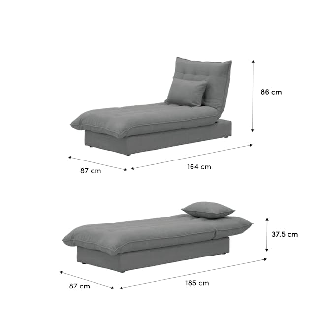 Tessa Storage Lounge Sofa Bed - Beige (Eco Clean Fabric) - 12 - Grey sofa, 86 cm height, 164 cm width, 87 cm seat width, 5