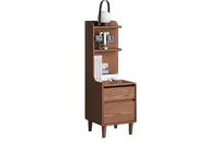 Karris Bedside Shelf Storage Table - Walnut (Left Facing Corner)