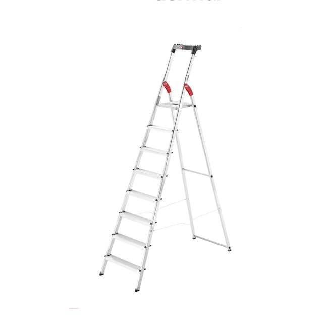 Hailo Aluminium 8 Step Ladder (2 Step Sizes) - 8cm Wide Step Ladder - 0