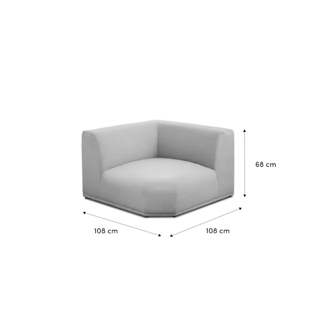 Milan Corner Unit - Ivory (Fabric) - 7 - Modern gray sofa, minimalist design, comfortable seating, sleek lines, soft fabric
